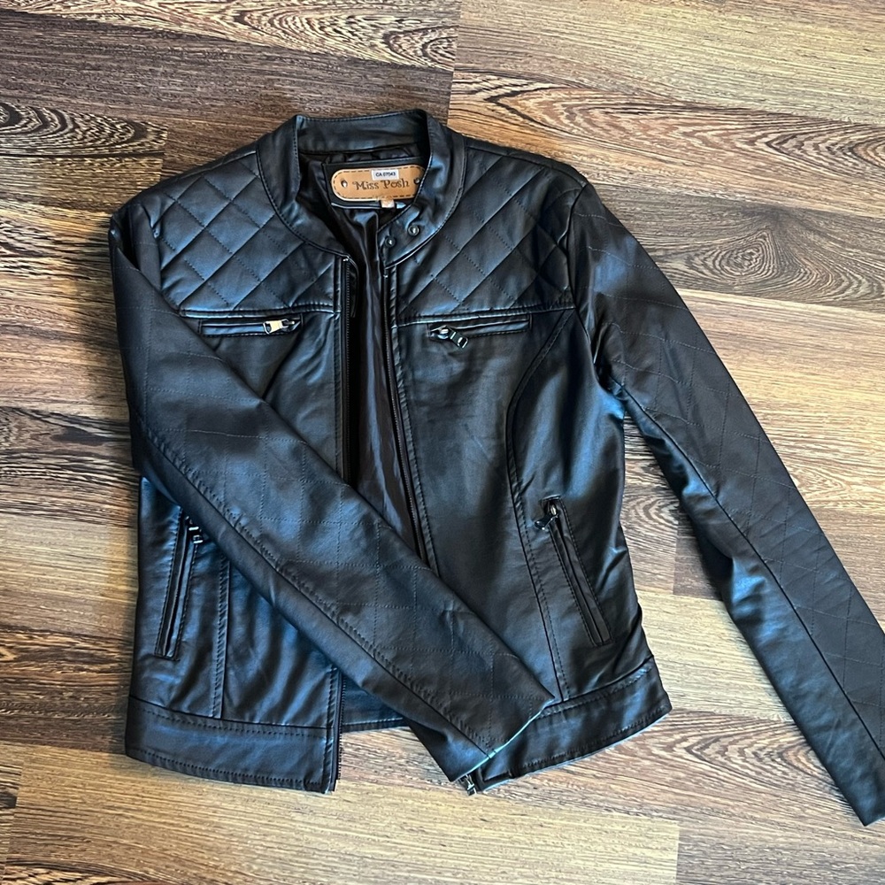 Miss Posh Faux Leather Quilted Jacket